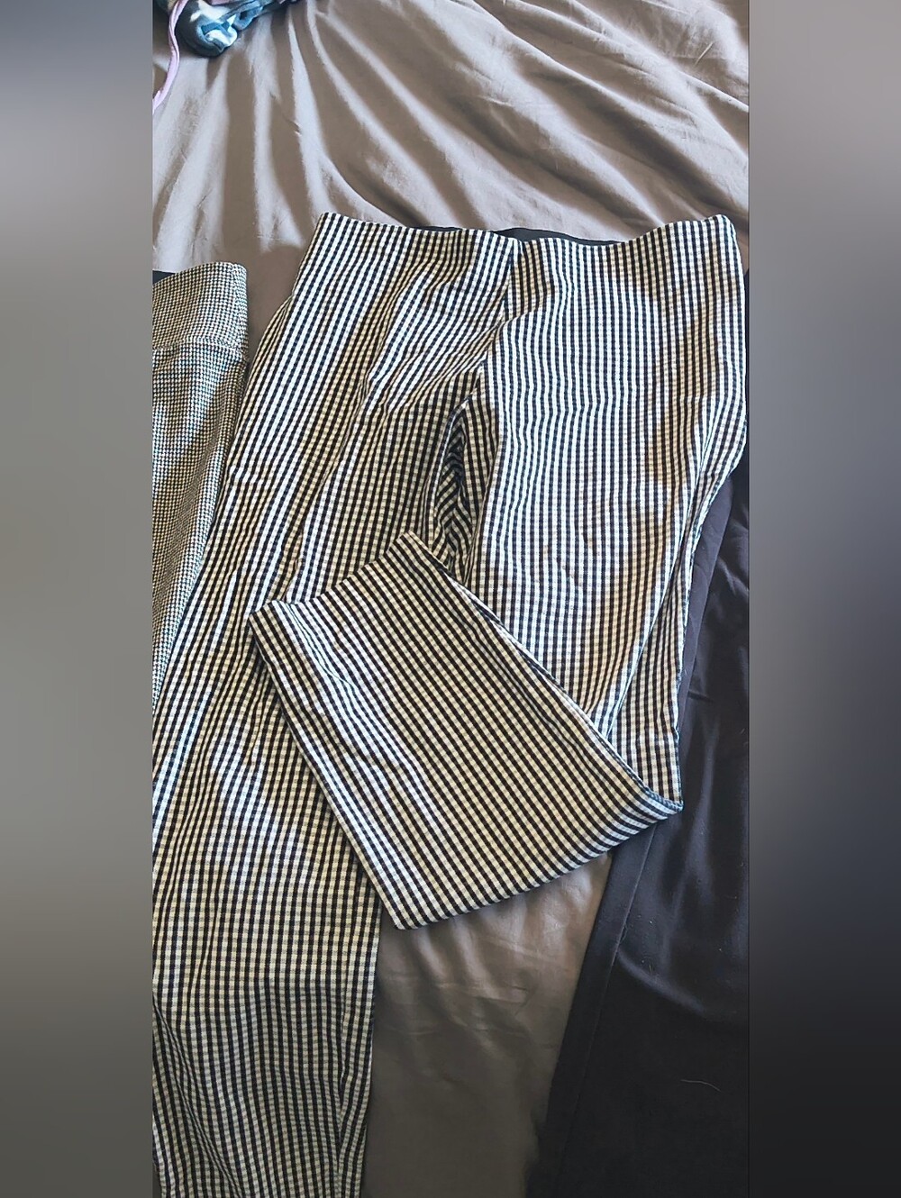 Women's Black and White Gingham Pants - Picture 2 of 3